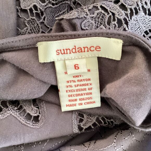 Sundance Embroidered Gray Midi Dress Lace Knit Women’s 6 Boho Long Sleeve - Picture 9 of 10